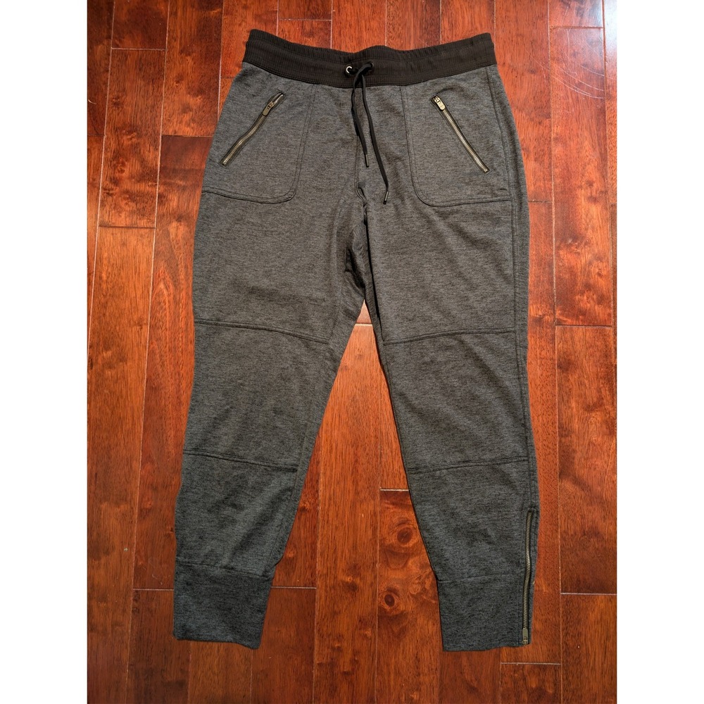 Athleta Flux Street Jogger Pants Womens M Gray Heathered Zip Ankle Moto Pocket